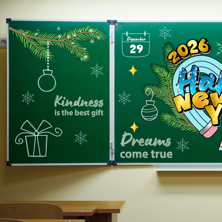 Оформление для доски к Новому Году "Карандашное сердце" EN фото 2