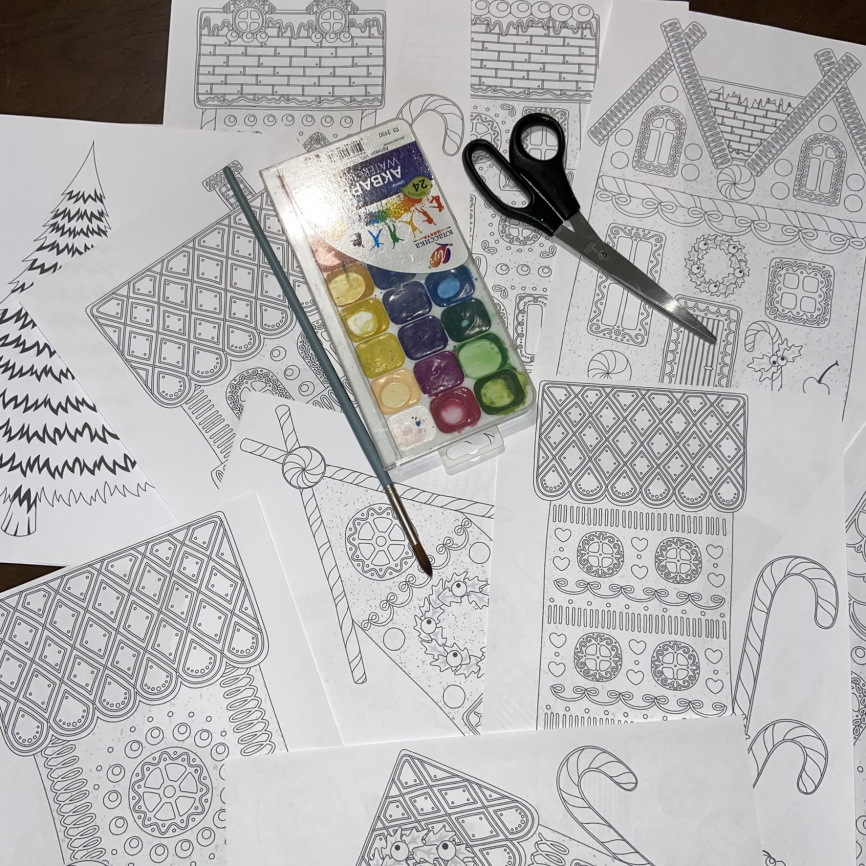 Оформление для окон "Сладкое королевство": панорама и витражи из пряничных домиков фото 12