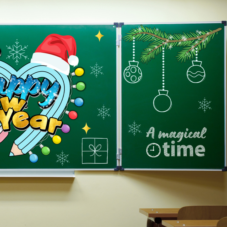 Оформление для доски к Новому Году "Карандашное сердце" EN фото 3