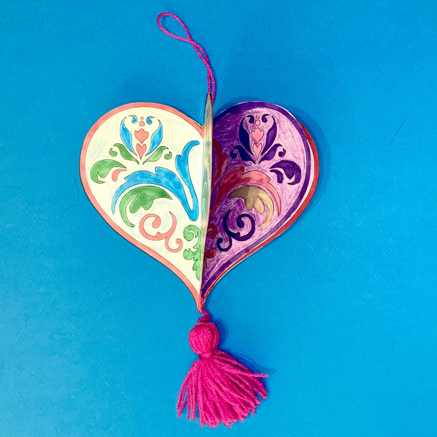 3D-сердца: украшения-раскраски фото 1